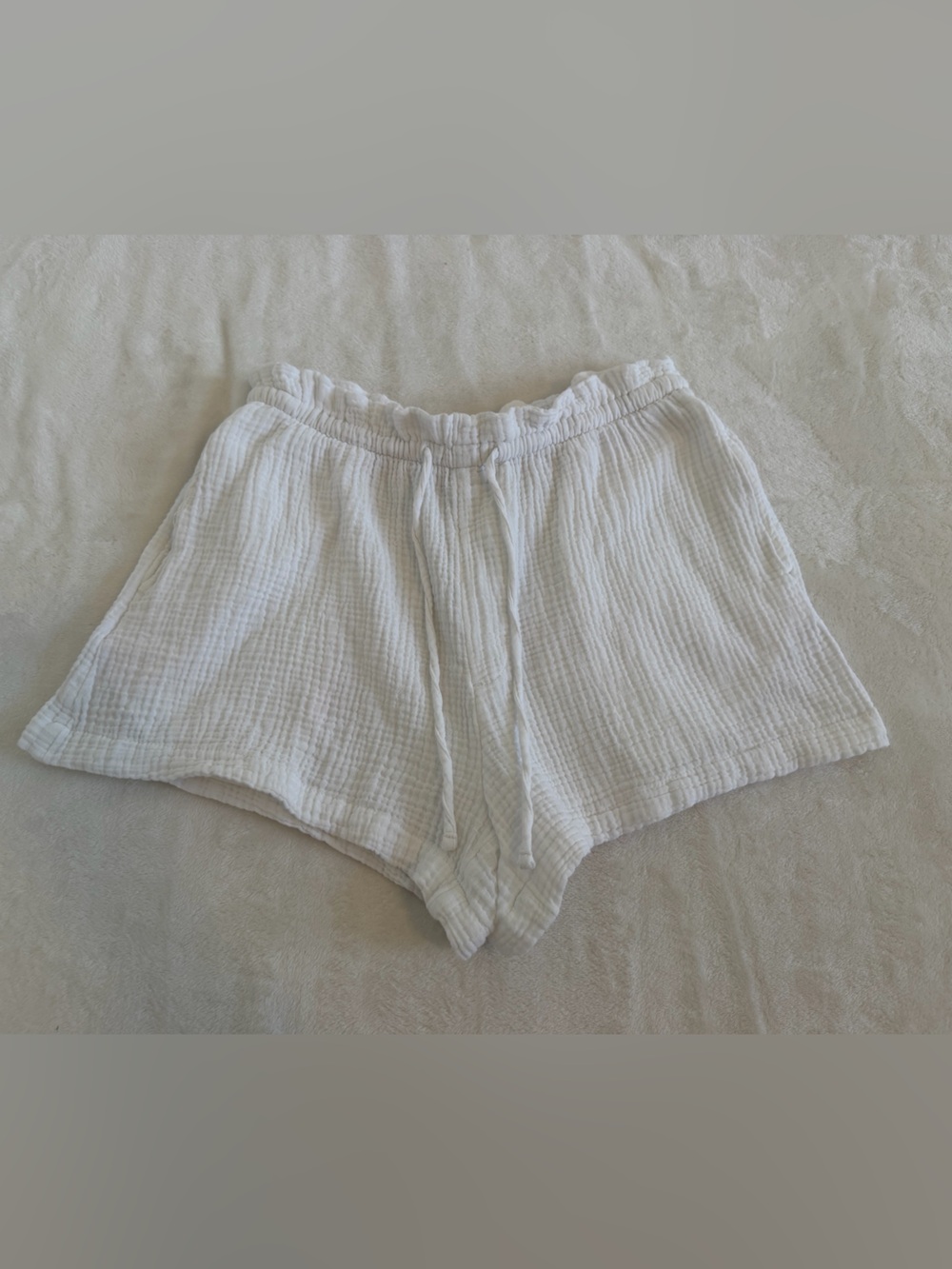 Universal Thread Size Small White Cotton Gauze w/ Side & Back Pockets; Tie Waist